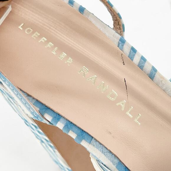 Loeffler Randall Blue Natalia Gingham Plaid Bow Platform Block Heel Sandal US 6 - Picture 8 of 12